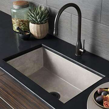 Farmhouse 30" x 18" Stone Kitchen Sink with Ash Finish for Modern Homes