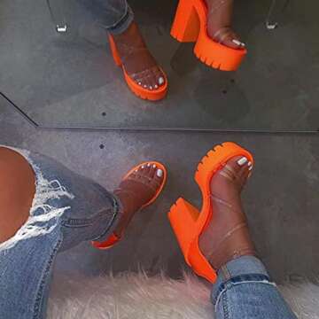 AIHOU Sandals for Women Open Toe Chunky Block High Heels Platform Sandals Casual Summer Strappy Wedg...