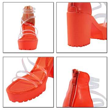 AIHOU Women Sandals Chunky High Heels Casual Summer