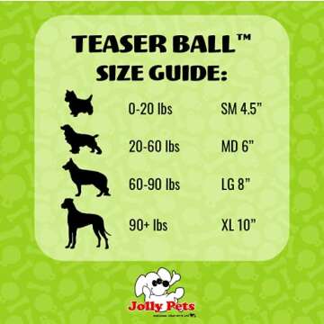 Jolly Pets Teaser Ball Dog Toy, Large/8 Inches, Blue, Model Number: 1508 BL