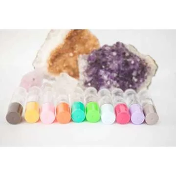The Root and Petal Set of 10 Multicolored Glass Roller Bottles with Glass Balls for Essential Oils - The Happy Palette