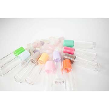 The Root and Petal Set of 10 Multicolored Glass Roller Bottles with Glass Balls for Essential Oils - The Happy Palette