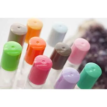 The Root and Petal Set of 10 Multicolored Glass Roller Bottles with Glass Balls for Essential Oils - The Happy Palette