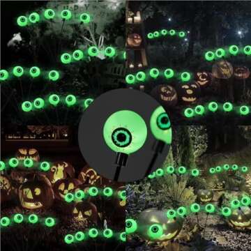 Halloween Decorations Outdoor Solar Scary Eyeball Lights,2PACKS 12LED Green Eyeball Swaying Firefly Lights,Waterproof Solar Halloween Path Lights for Yard/Garden/Lawn/Party Decor (Green)