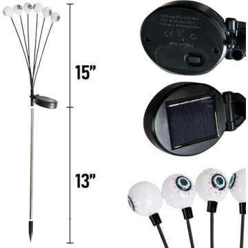 Halloween Decorations Outdoor Solar Scary Eyeball Lights,2PACKS 12LED Green Eyeball Swaying Firefly Lights,Waterproof Solar Halloween Path Lights for Yard/Garden/Lawn/Party Decor (Green)