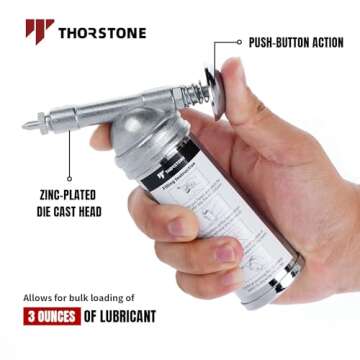 Thorstone Bicycle Push-Type Mini Grease Gun | One Handed Operation | Needle Nozzle Easily Grease Sma...