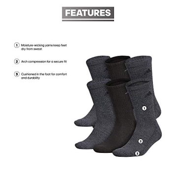 Adidas Men's Arch Support Crew Socks - 6 Pack