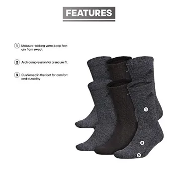 Adidas Men's Arch Support Crew Socks - 6 Pack