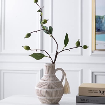 Vellon White Rustic Ceramic Vase - 8.1" Charming Decor