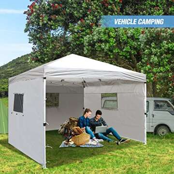 REDCAMP 10x10ft Pop Up Canopy Sidewall with Window, 3 Packs Tent Walls Only, White/Silver (3 Sidewalls Only, Canopy Tent NOT Included)