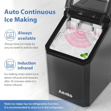 Aeitto Nugget Ice Maker with Rapid 5 Min Ice Release