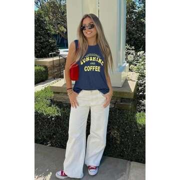 Chic Summer Tank Tops for Women in Sunshine Deep Blue