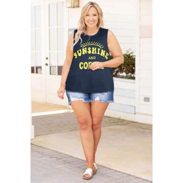 Chic Summer Tank Tops for Women in Sunshine Deep Blue