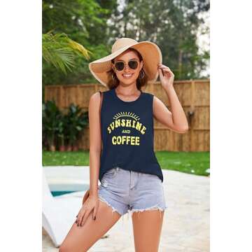Chic Summer Tank Tops for Women in Sunshine Deep Blue