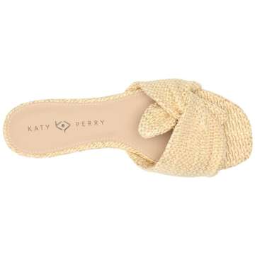 Katy Perry Women's Halie Bow Flat Sandal Slide, Natural, 8