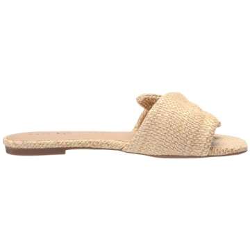 Katy Perry Women's Halie Bow Flat Sandal Slide, Natural, 8