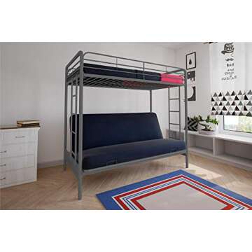 DHP Sammie Twin over Futon Metal Bunk Bed for Kids and Guests