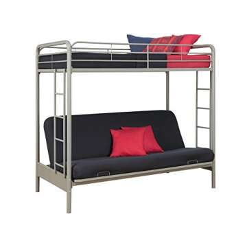 DHP Sammie Twin over Futon Bunk Bed - Silver Metallic Style