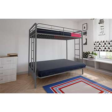 DHP Sammie Twin over Futon Bunk Bed - Silver Metallic Style