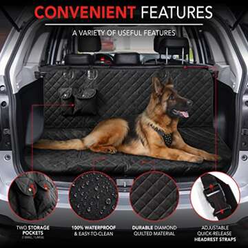 Bell & Howell Waterproof Pet Seat Cover for Cars and SUVs, Anti-Scratch Dog Backseat Protector, Easy to Install, 2 Separate Pockets for Accessories, Durable & Easy to Clean (BH1621)