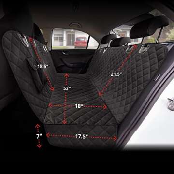 Bell & Howell Waterproof Pet Seat Cover for Cars and SUVs, Anti-Scratch Dog Backseat Protector, Easy to Install, 2 Separate Pockets for Accessories, Durable & Easy to Clean (BH1621)