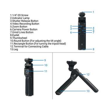 JJC Wired Remote Shooting Grip Mini Tripod for Sony ZV-1 RX100 III IV V VA VI VII A7RV A6500 A6400 A...