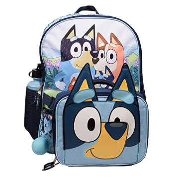 AI ACCESSORY INNOVATIONS Bluey 4 Piece Backpack Set for Pre-School Girls & Boys, Kids 16" School Bag