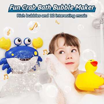 JUXUE Crab Bath Bubble Maker for Bathtub, Baby Bath Toys for Toddlers 1-3, Bubble Machine for Babies...