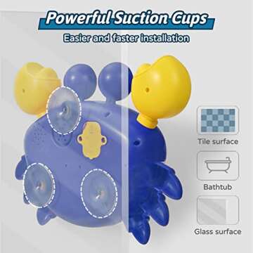 JUXUE Crab Bath Bubble Maker for Bathtub, Baby Bath Toys for Toddlers 1-3, Bubble Machine for Babies, Bath Tub Toys Infants 3-6-12-18 Months, Boy Girl Bath Time Kids Shower Foam Toys Age 1-2-3-4-5-8