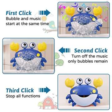 JUXUE Crab Bath Bubble Maker for Bathtub, Baby Bath Toys for Toddlers 1-3, Bubble Machine for Babies, Bath Tub Toys Infants 3-6-12-18 Months, Boy Girl Bath Time Kids Shower Foam Toys Age 1-2-3-4-5-8