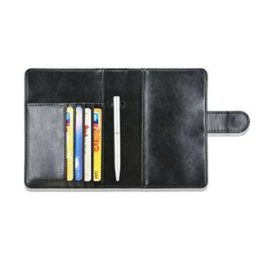 ACdream Passport Holder Cover, Leather Travel Wallet Case, RFID Blocking Document Organizer Protecrtor, with Slots for Credit Cards, Boarding Pass, for Women and Men - Black