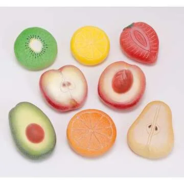 Yellow Door Fruit Sensory Play Stones - Set of 8 Durable Stone Fruits for Playtime Fun