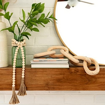 Decorative Wood Chain Link and Bead Garland Set for Home