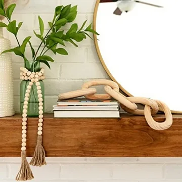 Decorative Wood Chain Link and Bead Garland Set for Home