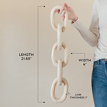 Decorative Wood Chain Link and Bead Garland Set for Home