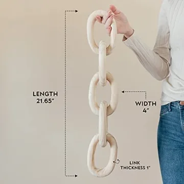 Decorative Wood Chain Link and Bead Garland Set for Home