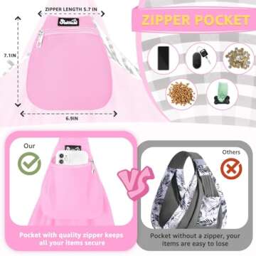 Lukovee Pet Sling, Hand Free Dog Sling Carrier Adjustable Padded Strap Tote Bag, Shoulder Bag with Safety Belt & Front Pocket for Small Dog Cat Puppy (Pink-WY,M)