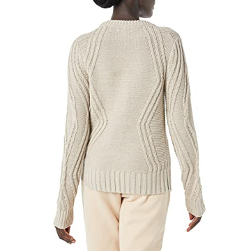 Stylish Amazon Cotton Crewneck Cable Sweater for Women