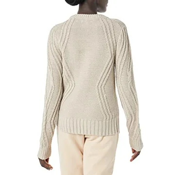 Stylish Amazon Cotton Crewneck Cable Sweater for Women