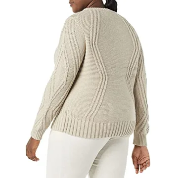 Stylish Amazon Cotton Crewneck Cable Sweater for Women
