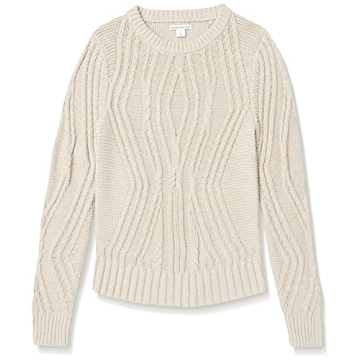 Stylish Amazon Cotton Crewneck Cable Sweater for Women