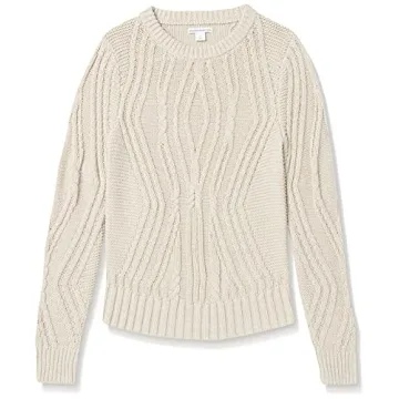 Stylish Amazon Cotton Crewneck Cable Sweater for Women