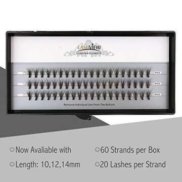 LASHVIEW 0.07mm 20 Root 10mm Medium length Soft Grafting False Eyelashes Individual Eyelashes Knot-free Individual Rapid Cluster Eyelash Extensions Natural Long Fake Eyelashes Extension Handmade