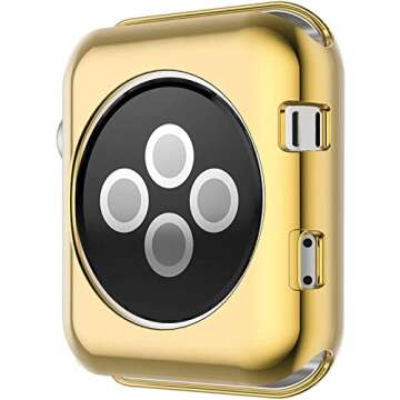 Leotop Compatible with Apple Watch Case 45mm 41mm, Soft Flexible TPU Plated Protector Bumper Shiny Cover Lightweight Thin Guard Shockproof Frame Compatible for iWatch Series 9 8 7 (45 mm, Gold)