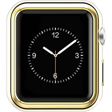 Leotop Compatible with Apple Watch Case 45mm 41mm, Soft Flexible TPU Plated Protector Bumper Shiny Cover Lightweight Thin Guard Shockproof Frame Compatible for iWatch Series 9 8 7 (45 mm, Gold)