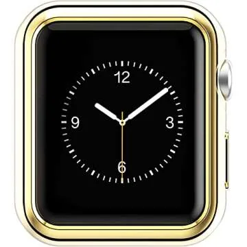 Leotop Compatible with Apple Watch Case 45mm 41mm, Soft Flexible TPU Plated Protector Bumper Shiny Cover Lightweight Thin Guard Shockproof Frame Compatible for iWatch Series 9 8 7 (45 mm, Gold)