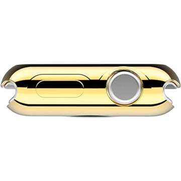 Leotop Compatible with Apple Watch Case 45mm 41mm, Soft Flexible TPU Plated Protector Bumper Shiny Cover Lightweight Thin Guard Shockproof Frame Compatible for iWatch Series 9 8 7 (45 mm, Gold)