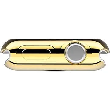 Leotop Compatible with Apple Watch Case 45mm 41mm, Soft Flexible TPU Plated Protector Bumper Shiny Cover Lightweight Thin Guard Shockproof Frame Compatible for iWatch Series 9 8 7 (45 mm, Gold)