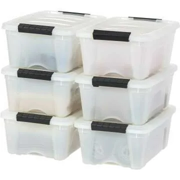 IRIS USA Stackable Plastic Storage Bins - 6 Pack