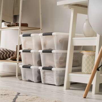 IRIS USA Stackable Plastic Storage Bins - 6 Pack